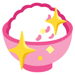 sparkling heart and cooked rice