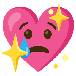 sparkling heart and crying face