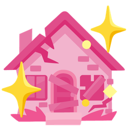 sparkling heart and derelict house