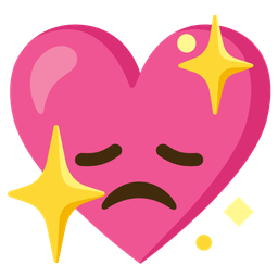sparkling heart and disappointed face