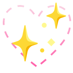 sparkling heart and dotted line face