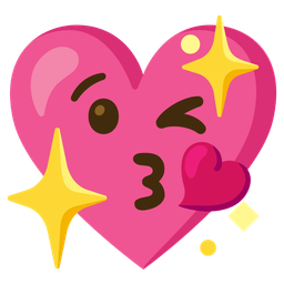 Sparkling heart and Face blowing a kiss