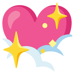 sparkling heart and face in clouds