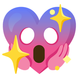 sparkling heart and face screaming in fear