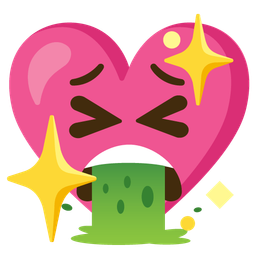 sparkling heart and face vomiting