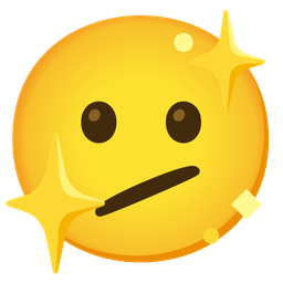 sparkling heart and face with diagonal mouth