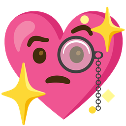 sparkling heart and face with monocle