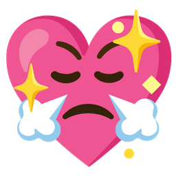 sparkling heart and face with steam from nose