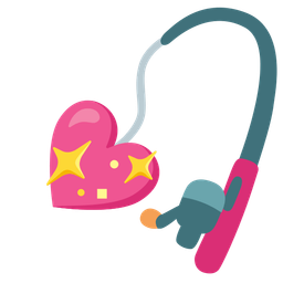 sparkling heart and fishing pole