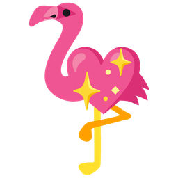 sparkling heart and flamingo