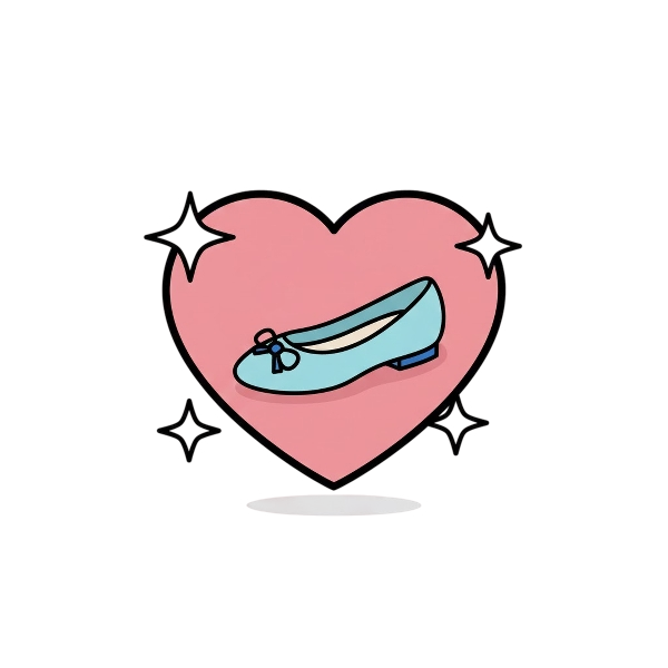 Sparkling heart and Flat shoe