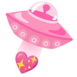 sparkling heart and flying saucer