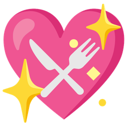 sparkling heart and fork and knife with plate