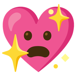 sparkling heart and frowning face with open mouth