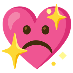 sparkling heart and frowning face