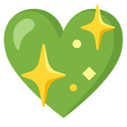 sparkling heart and green heart