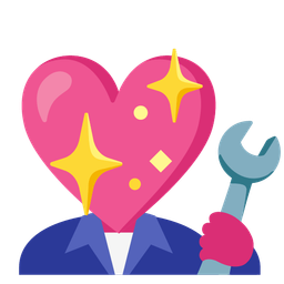 sparkling heart and hammer and wrench