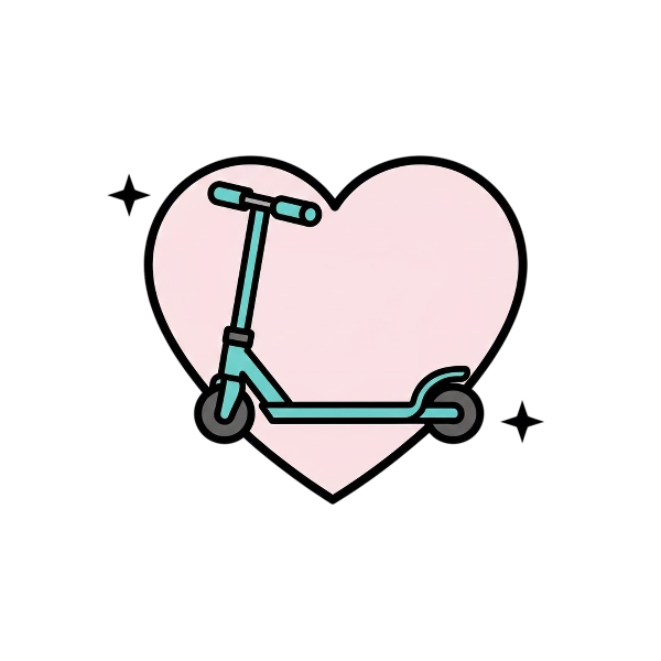 Sparkling heart and Kick scooter