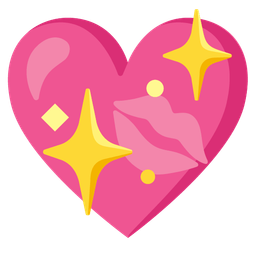 sparkling heart and kiss mark