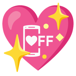 Sparkling heart and Mobile phone off