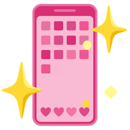 sparkling heart and mobile phone