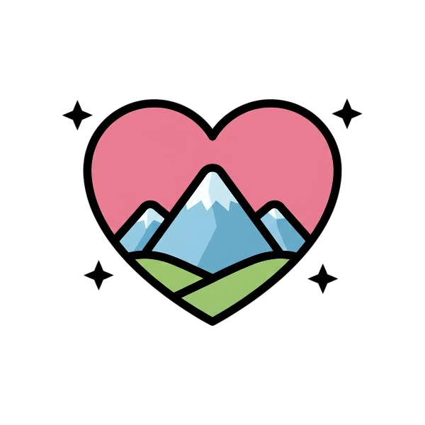 Sparkling heart and Mountain