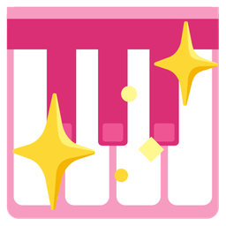 sparkling heart and musical keyboard