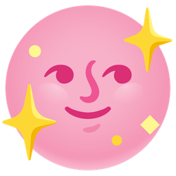 sparkling heart and new moon face