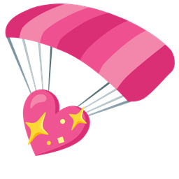 sparkling heart and parachute