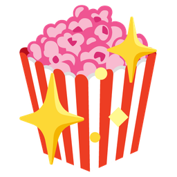 sparkling heart and popcorn