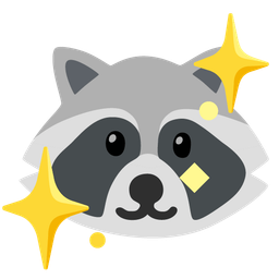 sparkling heart and raccoon