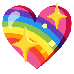 sparkling heart and rainbow