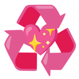 sparkling heart and recycling symbol