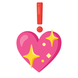 sparkling heart and red exclamation mark