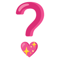 sparkling heart and red question mark