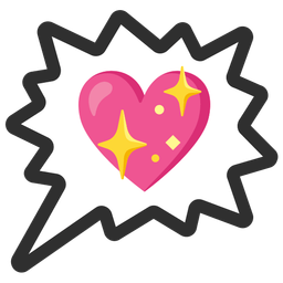 sparkling heart and right anger bubble