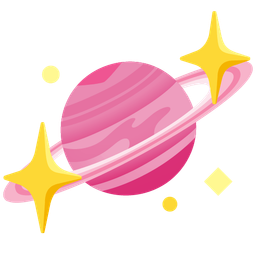 sparkling heart and ringed planet