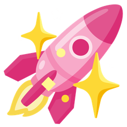 sparkling heart and rocket