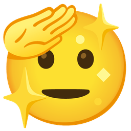 sparkling heart and saluting face