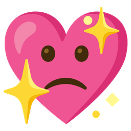 sparkling heart and slightly frowning face