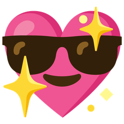 sparkling heart and smiling face with sunglasses