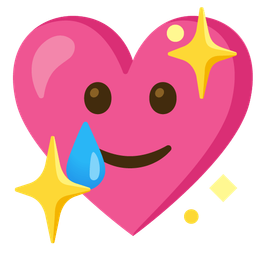 Sparkling heart and Smiling face with tear