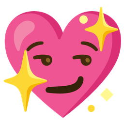 sparkling heart and smirking face
