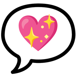 sparkling heart and speech balloon