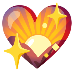 sparkling heart and sunrise over mountains