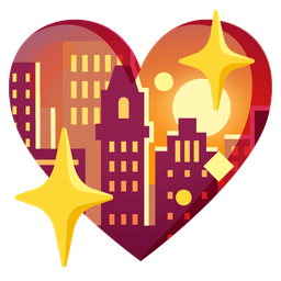 sparkling heart and sunset