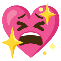 sparkling heart and tired face