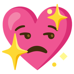 sparkling heart and unamused face