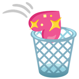 sparkling heart and wastebasket