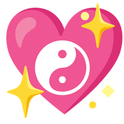 sparkling heart and yin yang